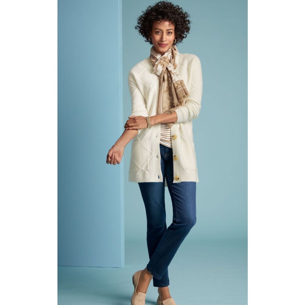 Talbots Argyle Texture Cardigan Plus Size 2x Crea… - image 1